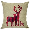thumbnail image 1 of Holiday Deer Tartan Plaid Ruffle Border Christmas Decorative Throw Pillow (17"x17" Deer Family, Case+Insert), 1 of 4
