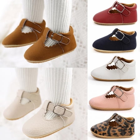Newborn Baby Boys Soft Sole Leather Crib Shoes Anti-slip Sneaker Prewalker 0-18M