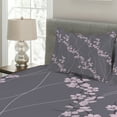 thumbnail image 2 of Ambesonne Floral Quilted Coverlet 3 Pcs, Japanese Sakura, Queen Size, Taupe Pale Pink, 2 of 4