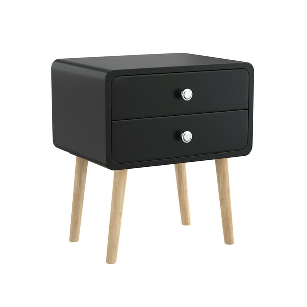 SUMELL Nightstand with 2 Drawers, Round Corner Bedside Table