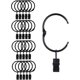 thumbnail image 1 of 20 anillos de clip de cortina de metal que se pueden abrir, fácil de abrir y cerrar, diámetro interior de 38 mm, para cortinas resistentes (negro) JAMW Sencillez, 1 of 5