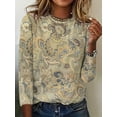 thumbnail image 2 of MORTTIC Women's Floral Printed Long Sleeve T-shirt Casual Crew Neck Vintage Flower Graphic Pullover Tops, 2 of 4