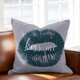 thumbnail image 2 of Kiss Me Text Lipprint Throw Pillow Cover Purple Blue Retro Abstract Cotton Linen Cushion Cover Throw Pillow Case with Invisible Zipper for Couch Sofa Bed Chair Car 16x16 Inch, 2 of 14