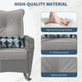 thumbnail image 4 of Poteban 3-Piece Outdoor Rocking Chairs, Grey Wicker Patio Furniture with Thickened Cushions and Table for Porch (Grey White), 4 of 10