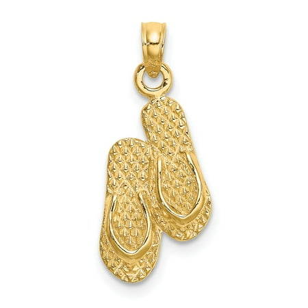 Diamond2deal - 14k Yellow Gold Key West Double Flip Flop Charm Pendant ...