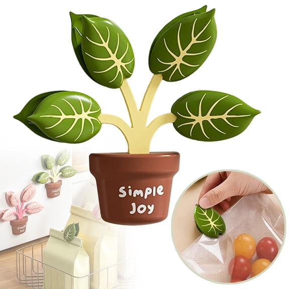 1 Set of 4 Pieces Tree-Shaped Magnetic Chip Clips, Multi-Purpose Leaf Magnetic Fridge Clip, Cute Plant Magnetic Clip for Chips, Leaf Style Bag Clips for Snack Bags Food Storage and Fridge Home Decor