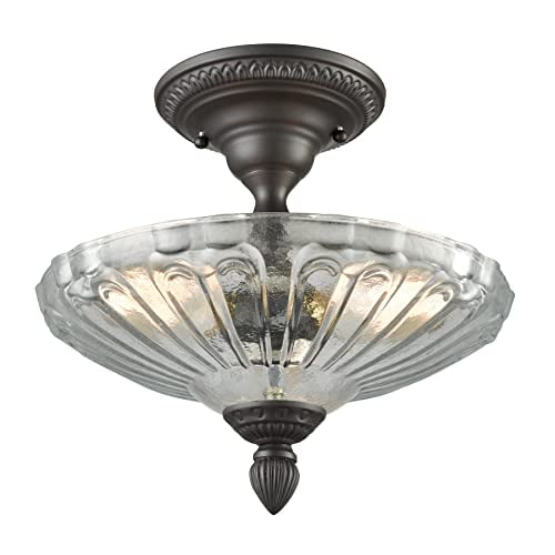 ELK Lighting 66392-3 Restoration Flushes 3 Light Semi Flush In Oil Rubbed Bronze With Clear Glass
