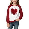 thumbnail image 2 of WQNVRNR Kids Heart Print Pullover- Casual Crewneck Long Sleeve Valentine's Day Sweatshirt with Soft Stretch Fabric Red Size 11-12, 2 of 5