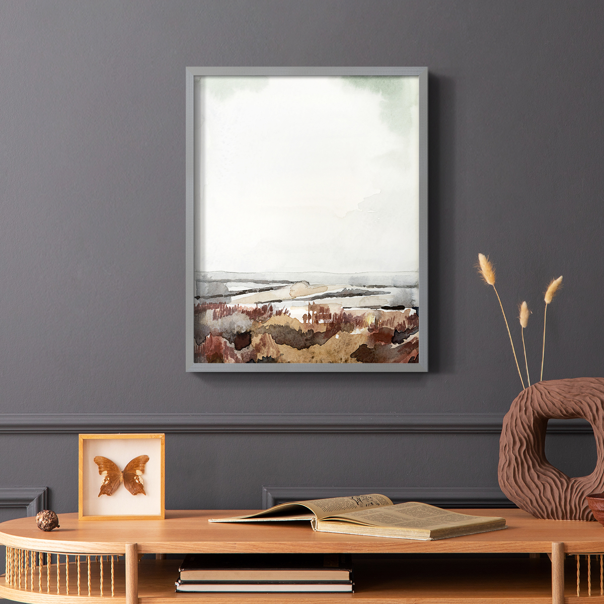 Coastal Inlet Study I Framed Print in Gray Solid Wood Framed Print No Nail Hanging