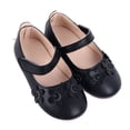 thumbnail image 4 of Zapatos de cuero de PU para niños, zapatos de vestir planos cómodos con suela suave y flores a la moda para fiestas, bailes, espectáculos, color negro 23, 4 of 15