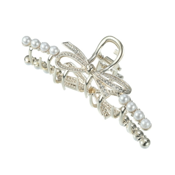 Vocoste Hair Clip Faux Pearl Bow Hair Clip Classic Hair Clip for Women Girls Gold Tone