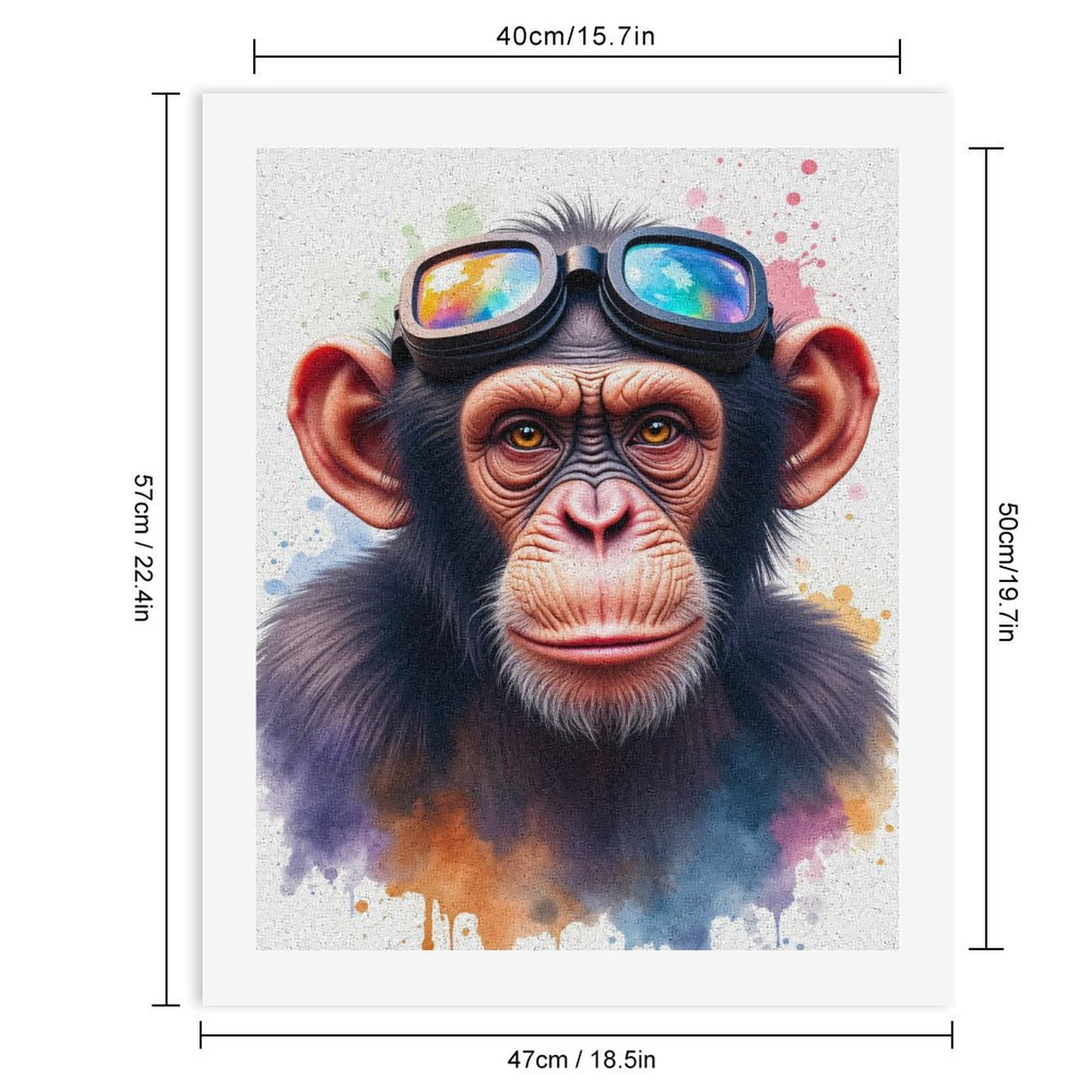 Paint By Numbers Kit for Adults Beginner - DIY Chimp Colorful Goggles Art Canvas Painting Kits for Adults, Frameless Paint By Number for Adults for Home Wall Decor 16x20 Inch