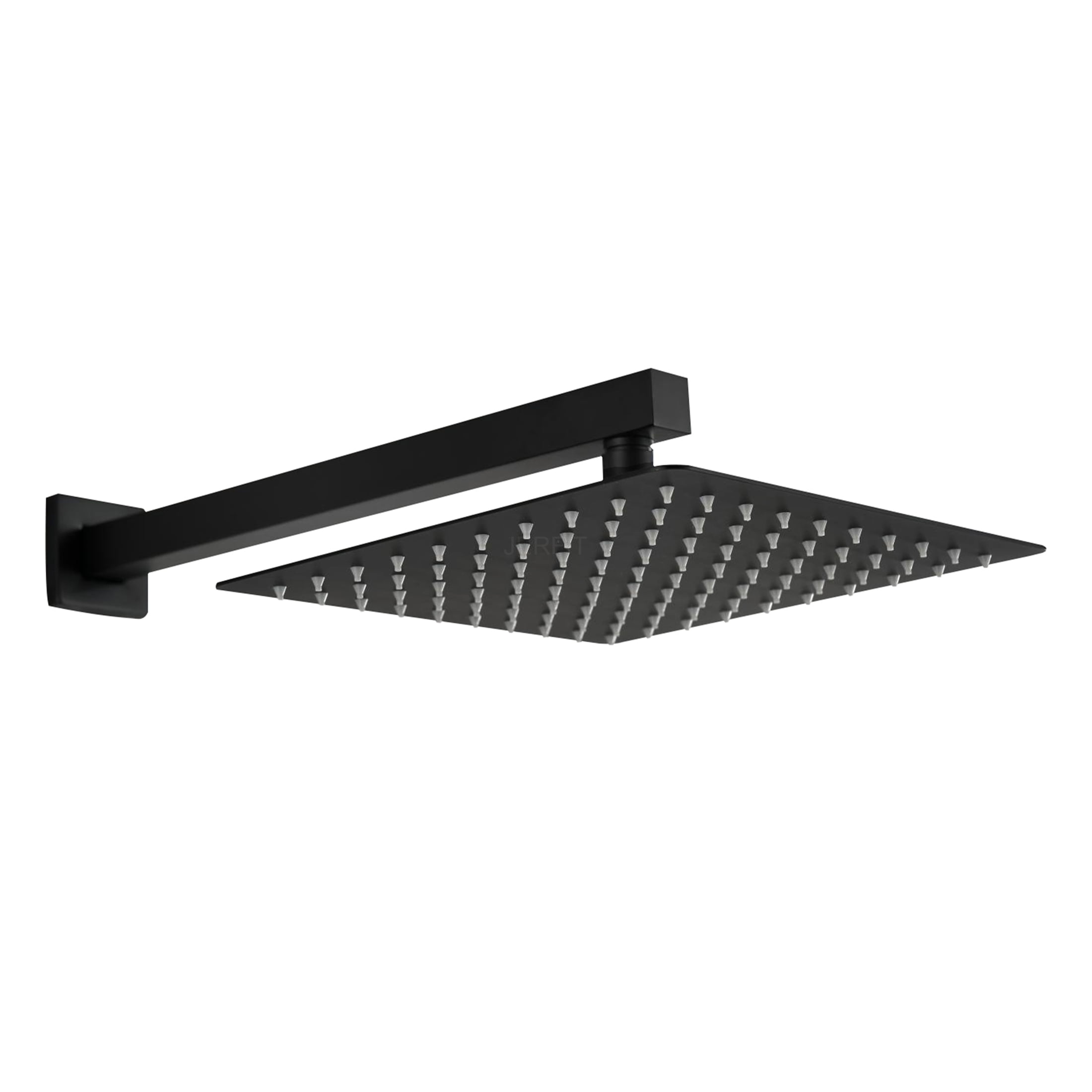 JERFIT 12 Inch Square Rain Shower Head, Wall Mount Matte Black Stainless Steel Showerhead with Anti-Clogging Silicone Nozzles, High Pressure Rainfall Shower Panel for Luxurious Spa Experience