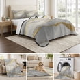 thumbnail image 6 of Queen Quilt Set 90''x96'', Marble Grey Lightweight Summer Bedspread Coverlet Set with 2 Pillow Shams, Modern Gold Luxury Neutral Texture Breathable All Season Quilt Bedding for Bedroom/Guest Room, 6 of 9