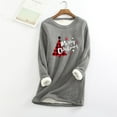 thumbnail image 1 of Tenues Mignonnes pour Femmes, Tempérament Décontracté d'Hiver, Mode, sous-Couche Chaude en Peluche, Imprimé de Noël, Manches Longues, Col Rond, Tenues de Yoga en Liquidation, 1 of 6