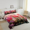 thumbnail image 2 of Erosebridal Chic Tulip Flowers Comforter Set Queen Pink Floral Bedding Set,Girly Pastel Blossoms Down Comforter Watercolor Leaves Bed Set Botanical Plant Quilted Duvet Room Decor,Lightweight, 2 of 5