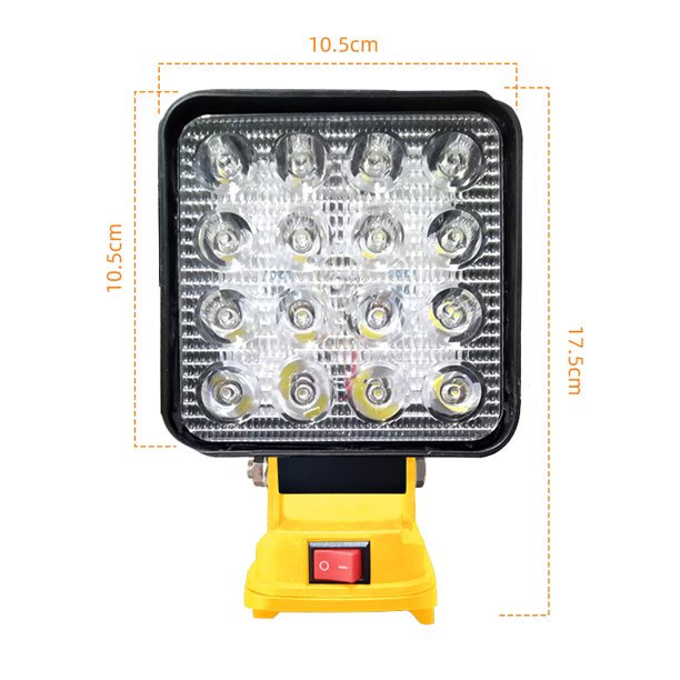 Luz de Trabajo LED Inalámbrica para de*walt Batería de 20V Flood Light con Dos Puertos de Carga USB Linterna para Emergencia, Taller, Garaje