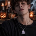 thumbnail image 6 of WeDecorBay Halloween Natural Amethyst Ghost Pendant Quartz Necklace Charm Quirky Jewelry Accessory for Halloween Party Gift Men Hip Hop Style, 6 of 6