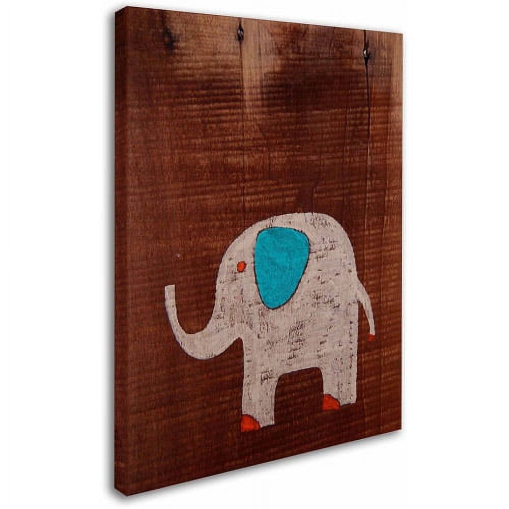 Trademark Fine Art "Elephant on Wood" Canvas Art by Nicole Dietz