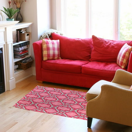 Manual Woodworkers & Weavers Francie Trellis Pink Geometric Area Rug