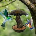thumbnail image 5 of Luxcidy Vintage Metal Birds Feeder, Brown Iron Hanging Outdoor Bird Bath (Owl), 11.02x3.94in for Garden Yard Patio Lawns Decor, Rustic Finish (A), 5 of 6