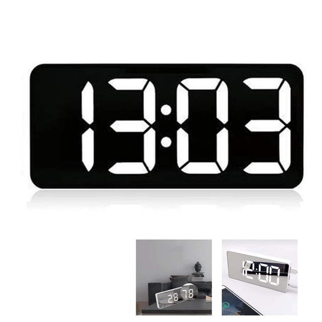 Despertador electrónico del reloj del espejo del LED de la pantalla grande creativa - blanco Zhivalor LL-0292