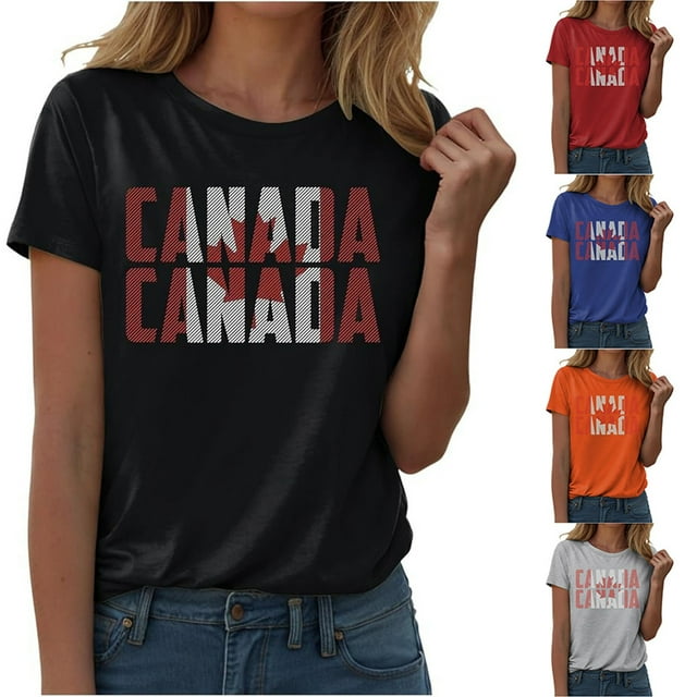 T-shirts pour Femmes Couleur Unie Imprimé Lettre Col Rond Manches Courtes T-Shirt Haut Tee-Shirt Course Femme Noir TG