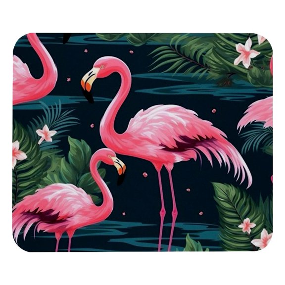 Flamingo Rainforest Mouse Pad, Personality Design Rubber Base for Office Decor for Laptop, Computers