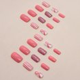 thumbnail image 3 of NEWSPIED 24Pcs Breast Cancer Press on Nails Short Square Pink Ribbon False Nails with Glitter Designs Ribbon Fake Nails Tips Artificial Coffin Acrylic Nails Breast Cancer Glue on Nails for Women, 3 of 6