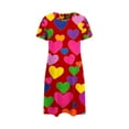 thumbnail image 3 of Kelon Nuisettes et Chemises de Nuit pour Femmes Grande Taille Robe de Nuit Décontractée pour Femmes Grande Taille Imprimé Cœur Manches Courtes Col Rond Extensibilité Moyenne Nuisette Ample Robe de Nuit de la Saint-Valentin, 3 of 4
