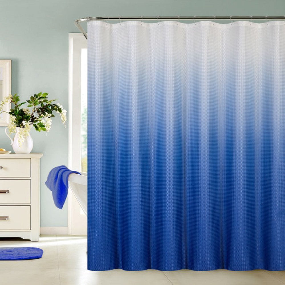 Details about   Ombre Canvas Fabric Shower Curtain with 12 Metal Roller Hooks Blue 