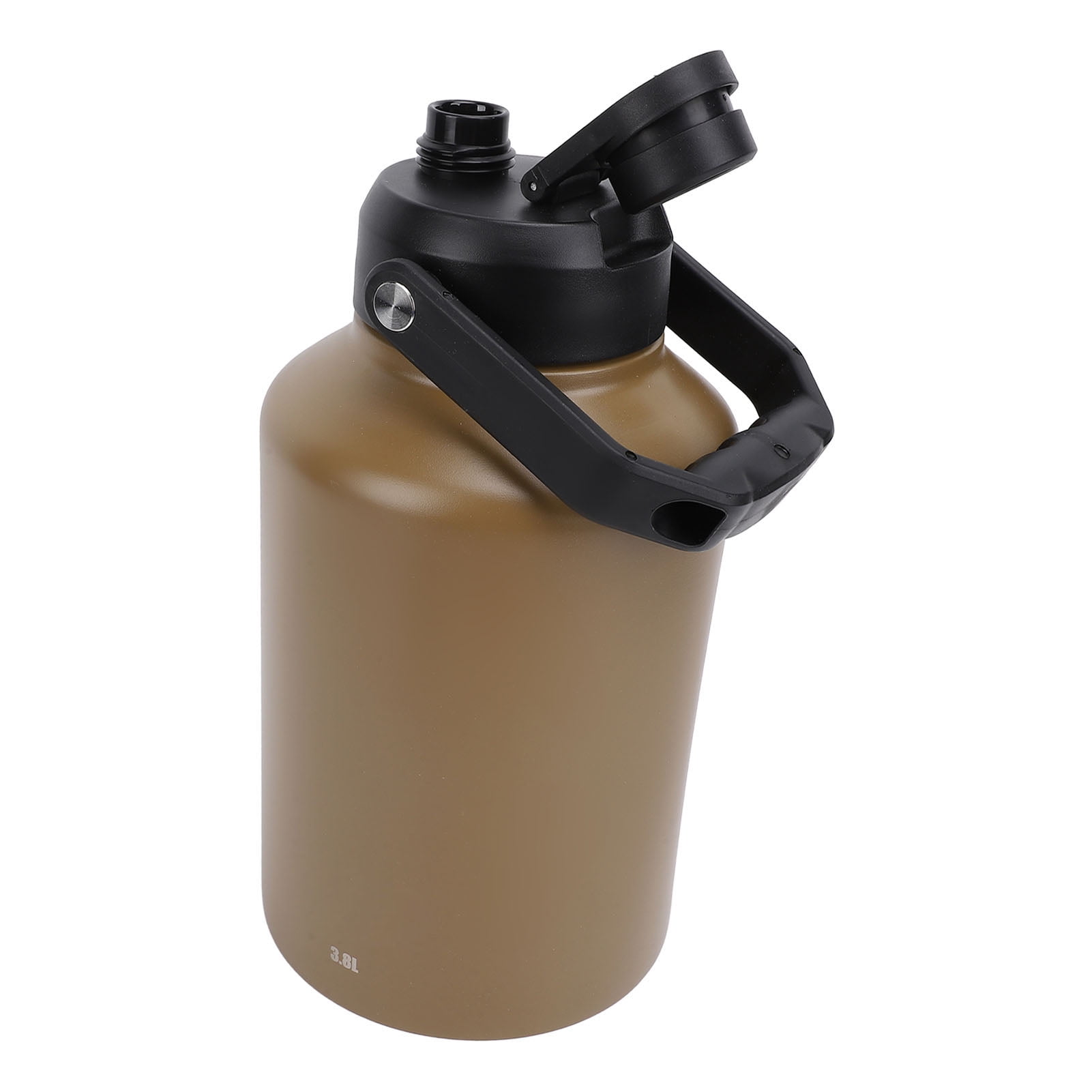 Nieyigj 1 Gallon (3.8L) Stainless Steel Sports Water Bottle Double Wall Vacuum Insulated Large Jug with Handle for Outdoor Camping Workouts Gym Hiking - Khaki