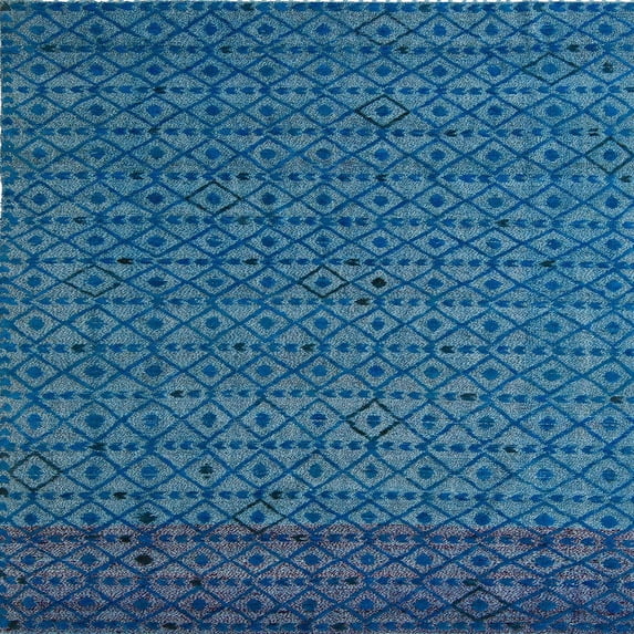 Ahgly Company Indoor Square Abstract Blue Ivy Blue Abstract Area Rugs, 5' Square