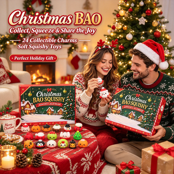 2026 Christmas BAO Advent Calendar 24 Days Countdown Blind Box, 24Pcs Stress Relief Soft Bao Figures for Adults and Kids Holiday Desk Decor