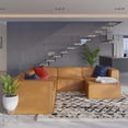 thumbnail image 2 of Sectional Sofa Set, Faux Vegan Leather, Tan, Modern Contemporary Urban Design, Living Lounge Room Hotel Lobby Hospitality, 2 of 10