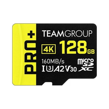 Team 128GB PRO  microSDHC UHS-I/U3 Class 10 Memory Card with Adapter, Speed Up to 160MB/s (TPPMSDX128GIA2V3003)