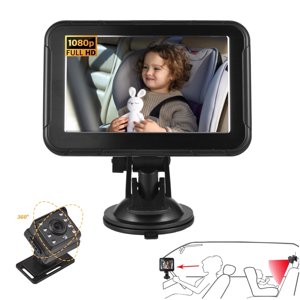 Auwogo 1080P Baby Car Camera with 5 HD Monitor Rear-Facing Baby Car Seat Monitor with Night Vision Wide Angle Backseat Baby Camera for Safe Driving