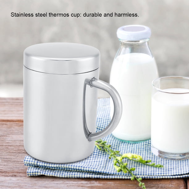 Taza De Campamento De Acero Inoxidable De Doble Pared Para Actividades Al Aire Libre Y Aislado Con Asa De Acero Inoxidable Para Café Caliente