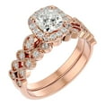 thumbnail image 2 of SuperJeweler 1 1/2 Carat Cushion Shape Moissanite Bridal Set In 14 Karat Rose Gold For Women, 2 of 6
