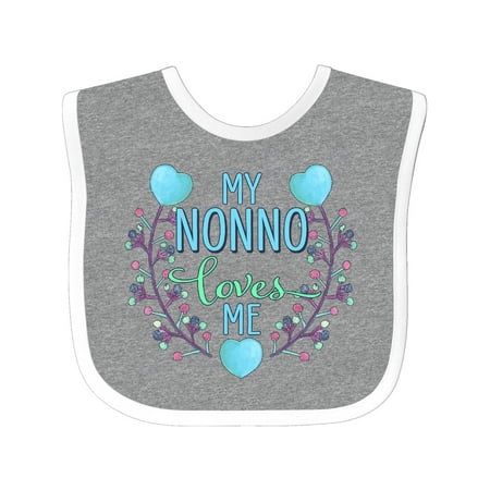 

Inktastic My Nonno Loves Me with Flowers and Hearts Gift Baby Boy or Baby Girl Bib