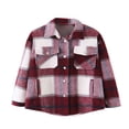 thumbnail image 1 of Womens Plaid Button Down Blouses Coat Thicken Jackets Cardigans Oversize Shirts S, 1 of 6