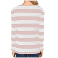 thumbnail image 4 of Womens Crew Neck Long Sleeve Tops Fall Casual Striped Printed Shirt Winter Loose Fit Color Block T-Shirt 2025 (Pink XL), 4 of 4