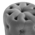 thumbnail image 5 of Tufted Accent Chair Ottoman, Round, Velvet, Grey Gray, Modern Contemporary Urban Design, Living Lounge Room Hotel Lobby Hospitality, 5 of 6