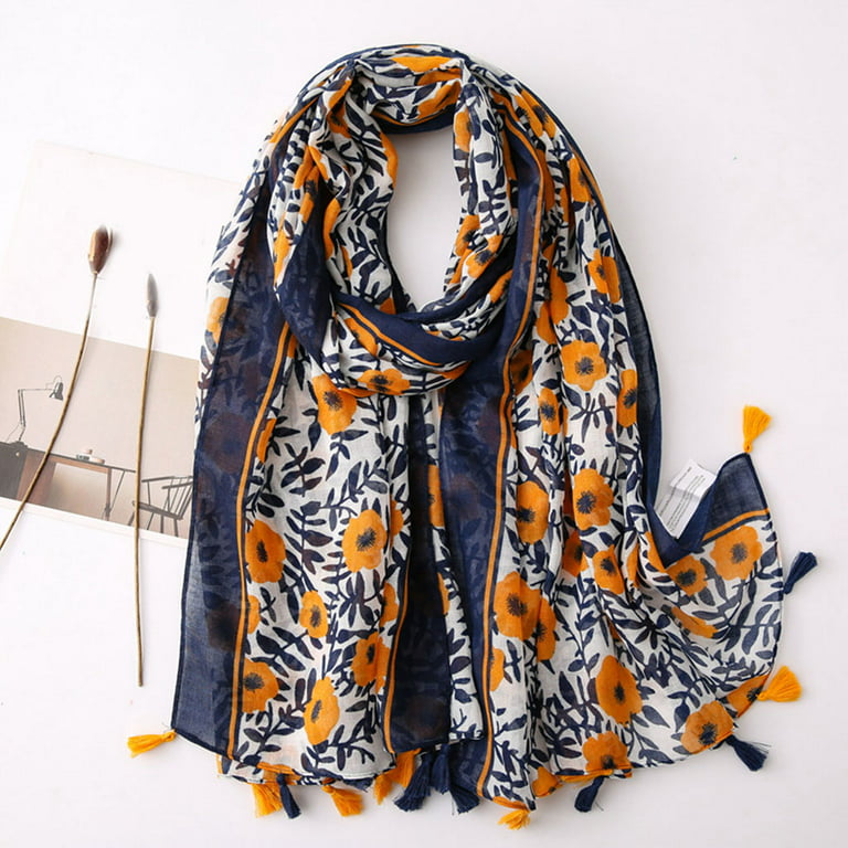 Geometric Color Matching Printing Scarf Summer Fresh Small Flower Pattern  Sun Protection Shawl Vintage Breathable Women's Wrap Shawl - Temu