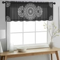thumbnail image 2 of Black Boho Valance Curtains for Kitchen/Living Room/Bathroom/Bedroom Window, Rod Pocket Small Topper Half Short Window Curtains Voile Sheer Scarf, Retro Farmhouse Neutral Abstract Geometric 60"x18", 2 of 8