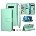 thumbnail image 1 of Wallet Cases For Samsung Galaxy S10 / S10E / S10+ / S10 Plus / S9 / S9+ / S9 Plus, Njjex [Wrist Strap] Luxury PU Leather Wallet Flip Protective Case Cover with 9 Card Slots & KickStand -Turquoise, 1 of 1