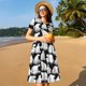 thumbnail image 4 of Easygdp Cute Cartoon Polar Bear para Vestido Transpirable de Mujer, Vestido Suelto de Manga Corta con Pliegues y Bolsillos para el Verano, 4 of 6