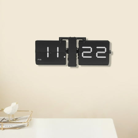 Flipping Out Wall and Tabletop Flip Clock, Battery Operated Digital Display Flipping Out Wall and Tabletop Flip Clock, Black, Battery Operated Digital Display
