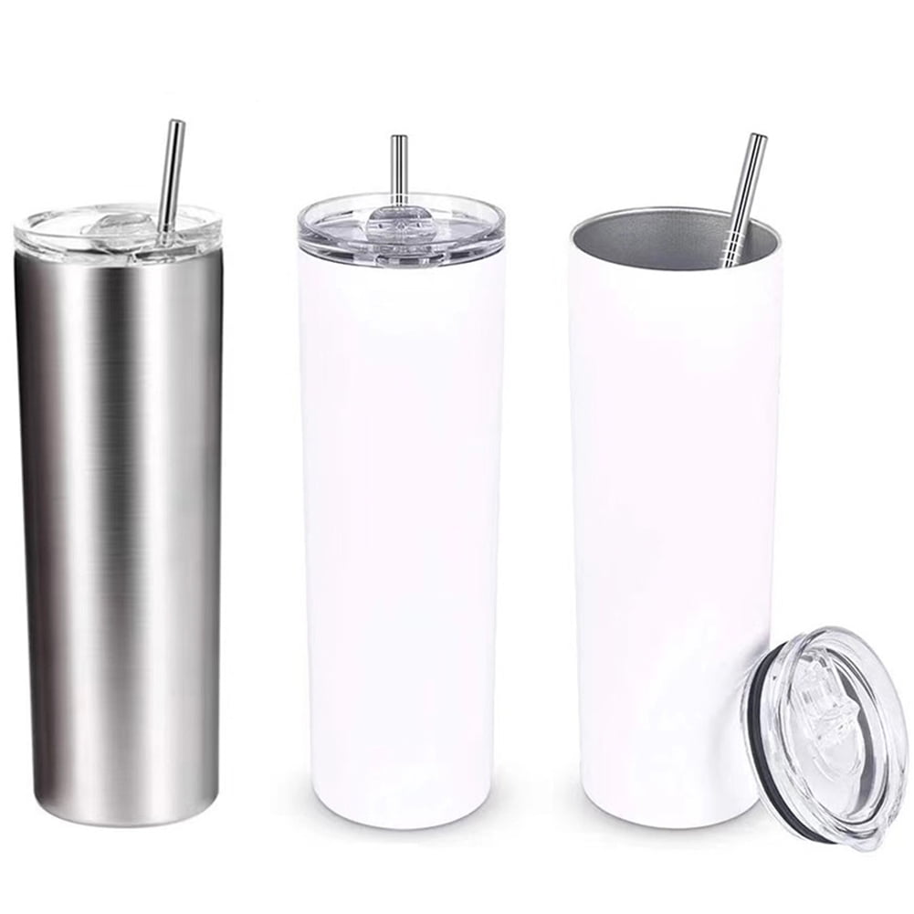 Stainless steel 20oz skinny tumbler double wall insulated with lids and straws 