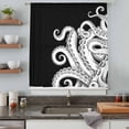 thumbnail image 4 of Black White Octopus Sheer Curtains 54 Inches Long, Coastal Ocean Animals Nautical Light Filering Curtains, Breathable Simi Curtain Privacy Drapes for Kitchen Bathroom Small Window Treatment, 4 of 9